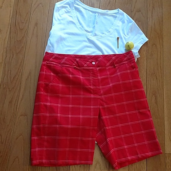 red golf shorts womens